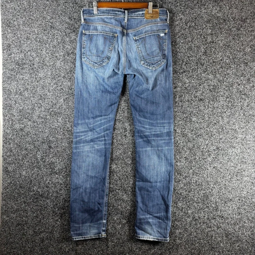 True Religion Geno Relaxed Slim Jeans Mens 30 Medium Wash Distressed Made in USA